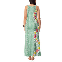 Menthol Green Aloha Hawaii Tiki Tank Maxi Dress Tropical Plumeria - Seamless Style LT14 - Polynesian Pride
