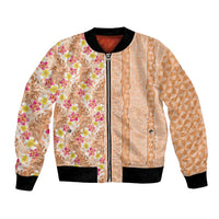 Orange Chiffon Aloha Hawaii Tiki Bomber Jacket Tropical Plumeria - Seamless Style LT14 Unisex Orange - Polynesian Pride