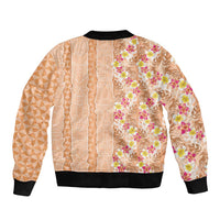 Orange Chiffon Aloha Hawaii Tiki Bomber Jacket Tropical Plumeria - Seamless Style LT14 - Polynesian Pride