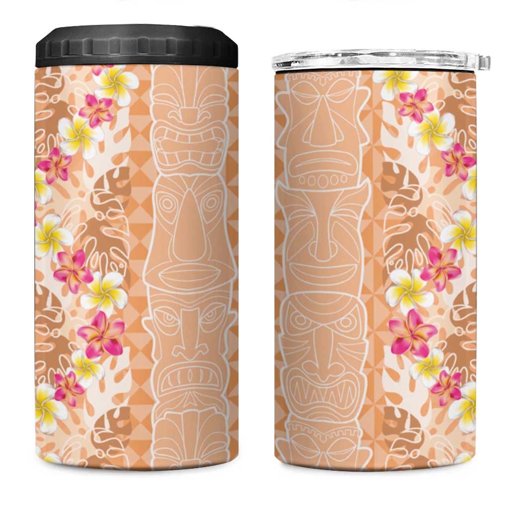 Orange Chiffon Aloha Hawaii Tiki 4 in 1 Can Cooler Tumbler Tropical Plumeria - Seamless Style LT14 One Size: 16 oz Orange - Polynesian Pride