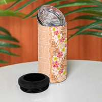 Orange Chiffon Aloha Hawaii Tiki 4 in 1 Can Cooler Tumbler Tropical Plumeria - Seamless Style LT14 - Polynesian Pride