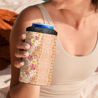 Orange Chiffon Aloha Hawaii Tiki 4 in 1 Can Cooler Tumbler Tropical Plumeria - Seamless Style LT14 - Polynesian Pride