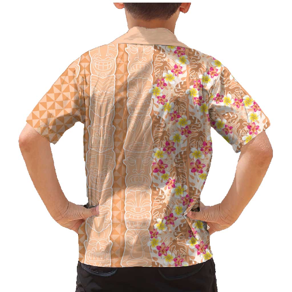 Orange Chiffon Aloha Hawaii Tiki Family Matching Mermaid Dress and Hawaiian Shirt Tropical Plumeria - Seamless Style LT14 - Polynesian Pride