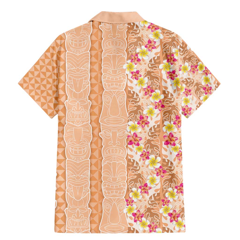 Orange Chiffon Aloha Hawaii Tiki Family Matching Mermaid Dress and Hawaiian Shirt Tropical Plumeria - Seamless Style LT14 - Polynesian Pride