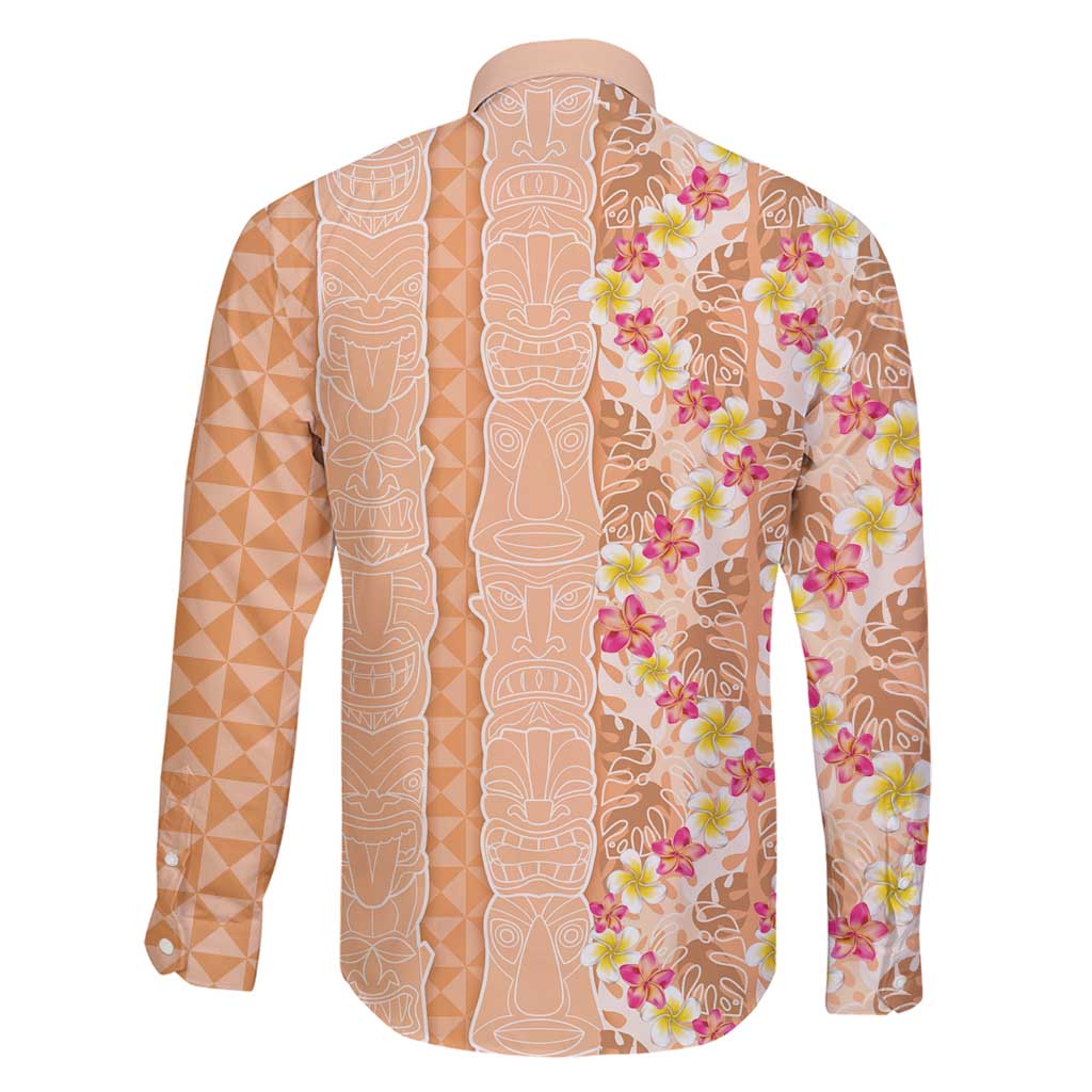 Orange Chiffon Aloha Hawaii Tiki Family Matching Puletasi and Hawaiian Shirt Tropical Plumeria - Seamless Style LT14 - Polynesian Pride