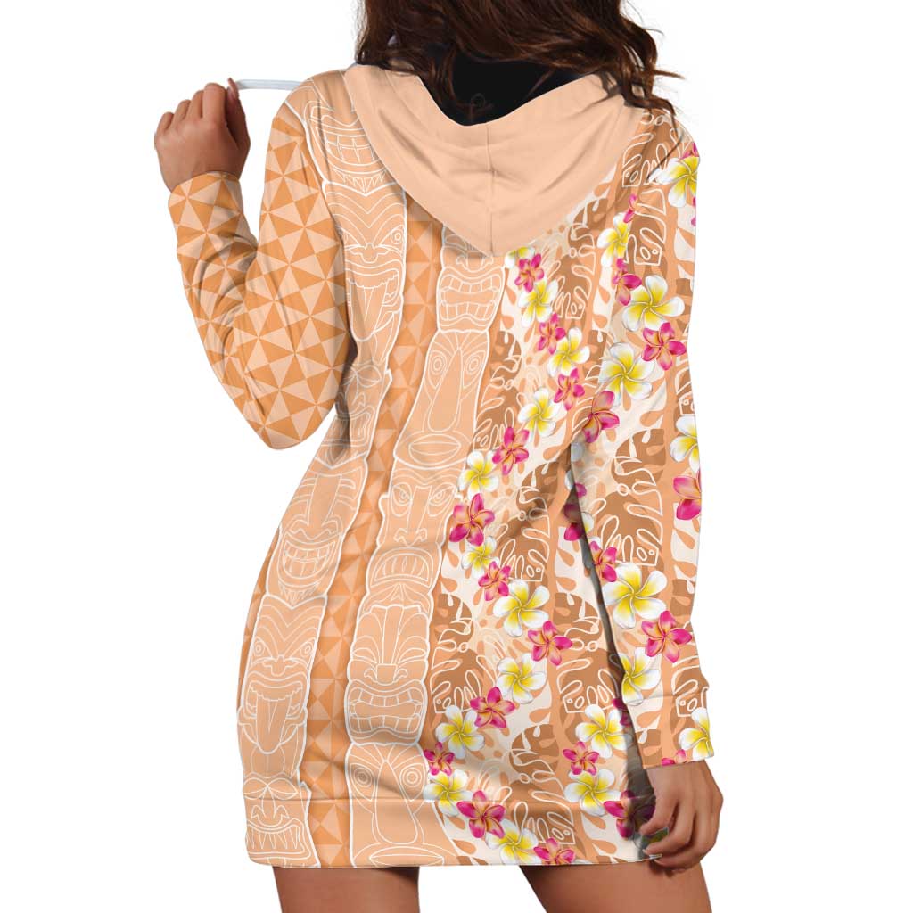 Orange Chiffon Aloha Hawaii Tiki Hoodie Dress Tropical Plumeria - Seamless Style LT14 - Polynesian Pride