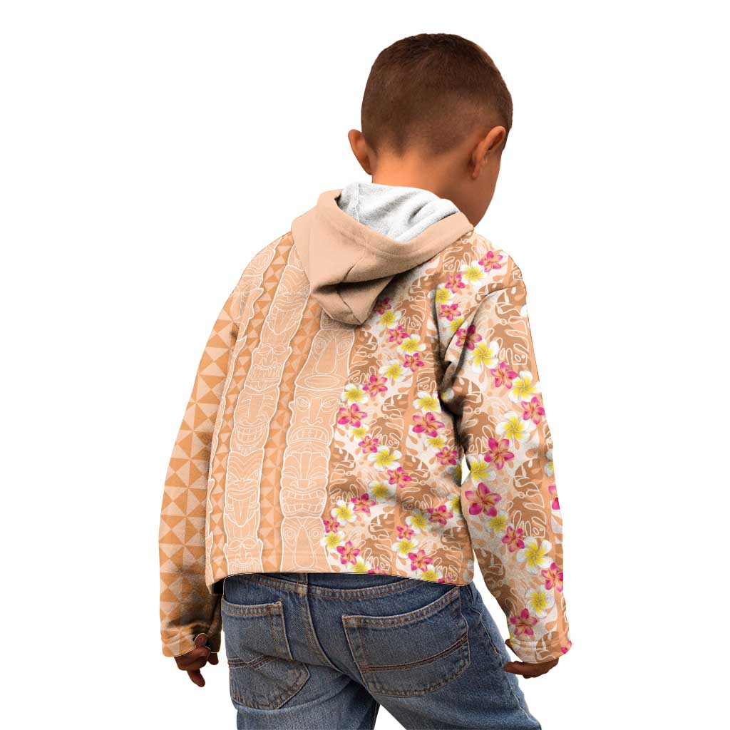 Orange Chiffon Aloha Hawaii Tiki Kid Hoodie Tropical Plumeria - Seamless Style