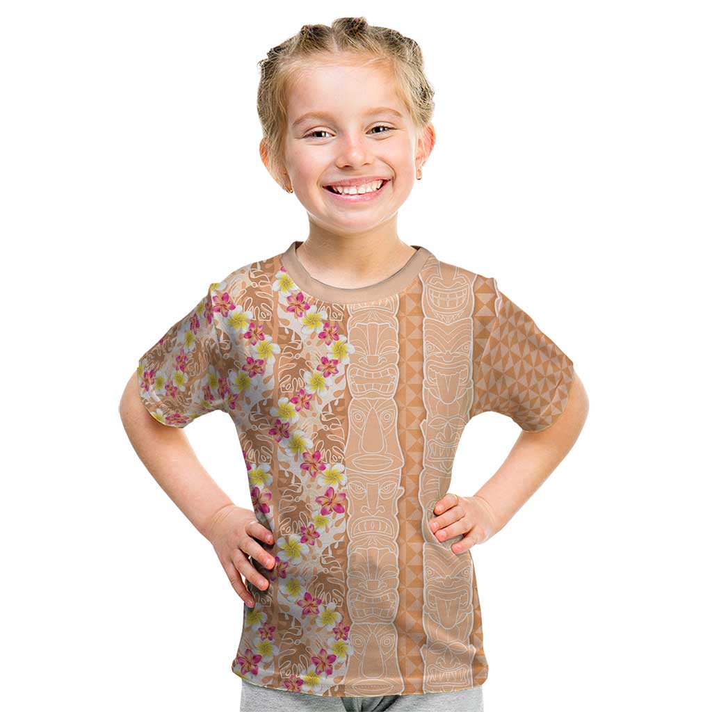 Orange Chiffon Aloha Hawaii Tiki Kid T Shirt Tropical Plumeria - Seamless Style