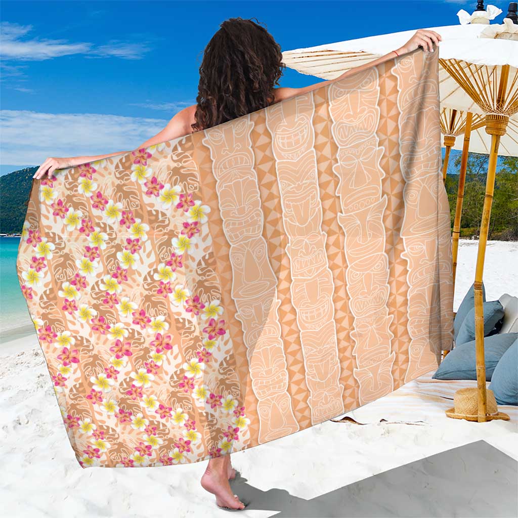 Orange Chiffon Aloha Hawaii Tiki Sarong Tropical Plumeria - Seamless Style