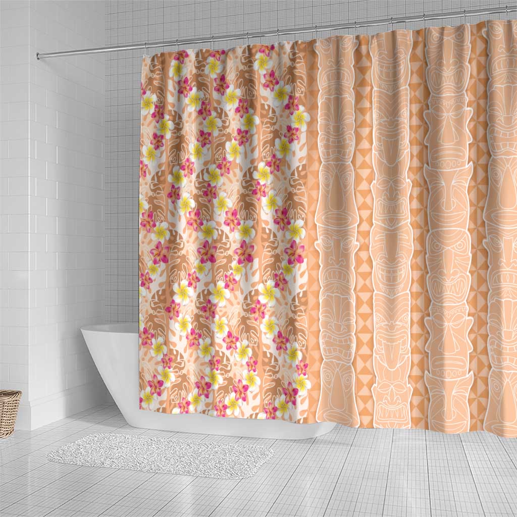 Orange Chiffon Aloha Hawaii Tiki Shower Curtain Tropical Plumeria - Seamless Style