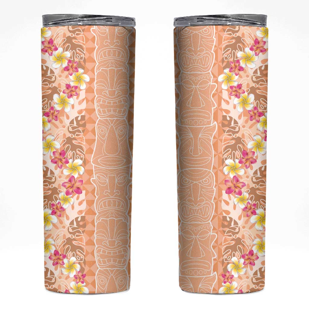 Orange Chiffon Aloha Hawaii Tiki Skinny Tumbler Tropical Plumeria - Seamless Style LT14 Orange - Polynesian Pride