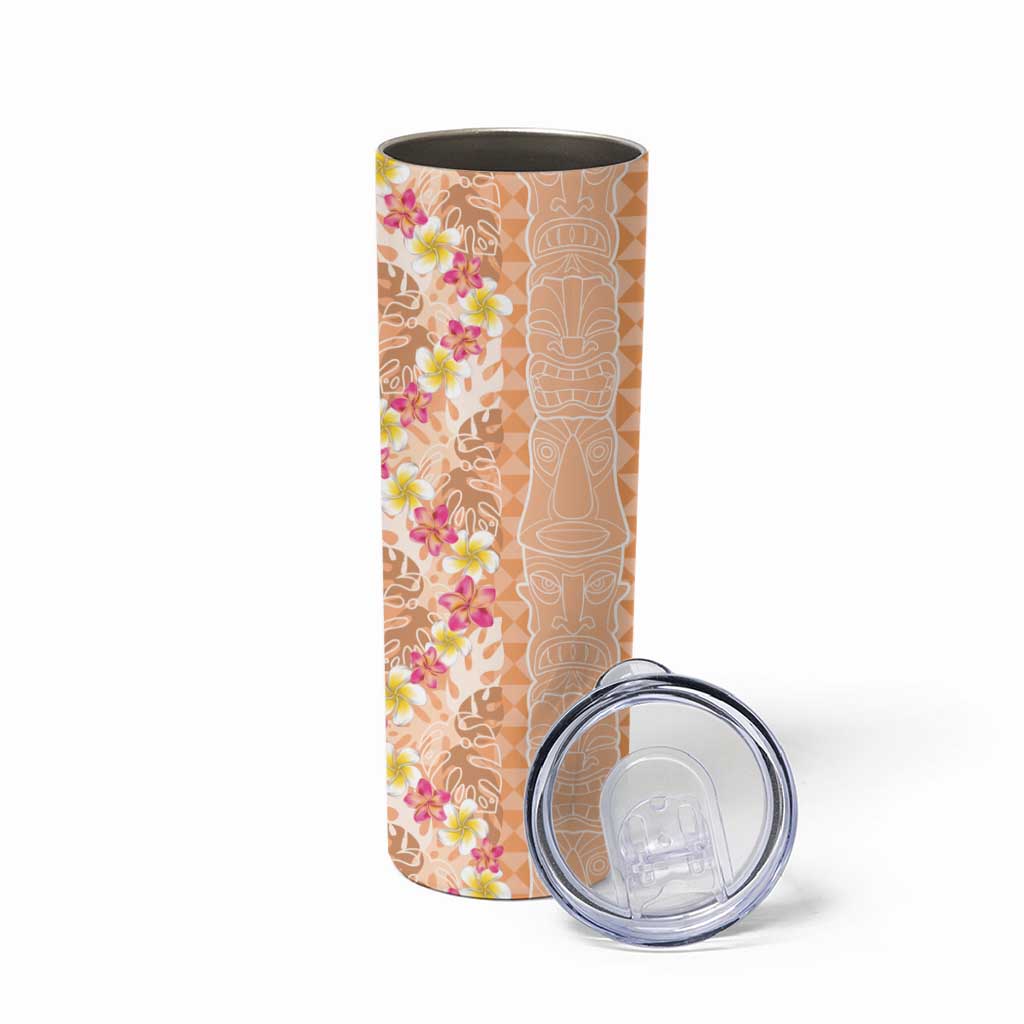 Orange Chiffon Aloha Hawaii Tiki Skinny Tumbler Tropical Plumeria - Seamless Style LT14 - Polynesian Pride