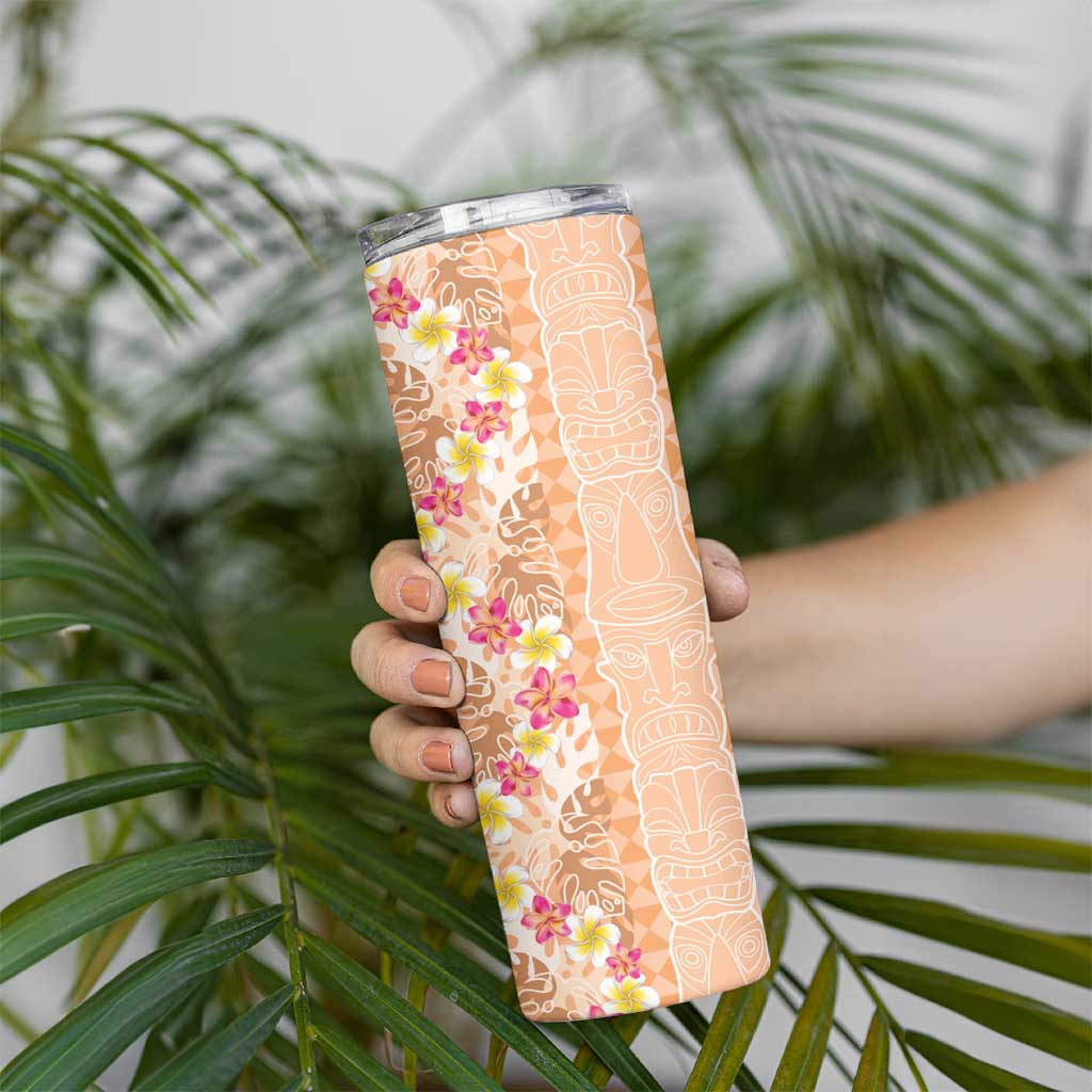 Orange Chiffon Aloha Hawaii Tiki Skinny Tumbler Tropical Plumeria - Seamless Style LT14 - Polynesian Pride