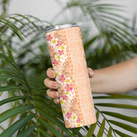 Orange Chiffon Aloha Hawaii Tiki Skinny Tumbler Tropical Plumeria - Seamless Style LT14 - Polynesian Pride