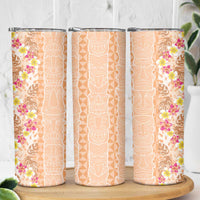 Orange Chiffon Aloha Hawaii Tiki Skinny Tumbler Tropical Plumeria - Seamless Style LT14 - Polynesian Pride