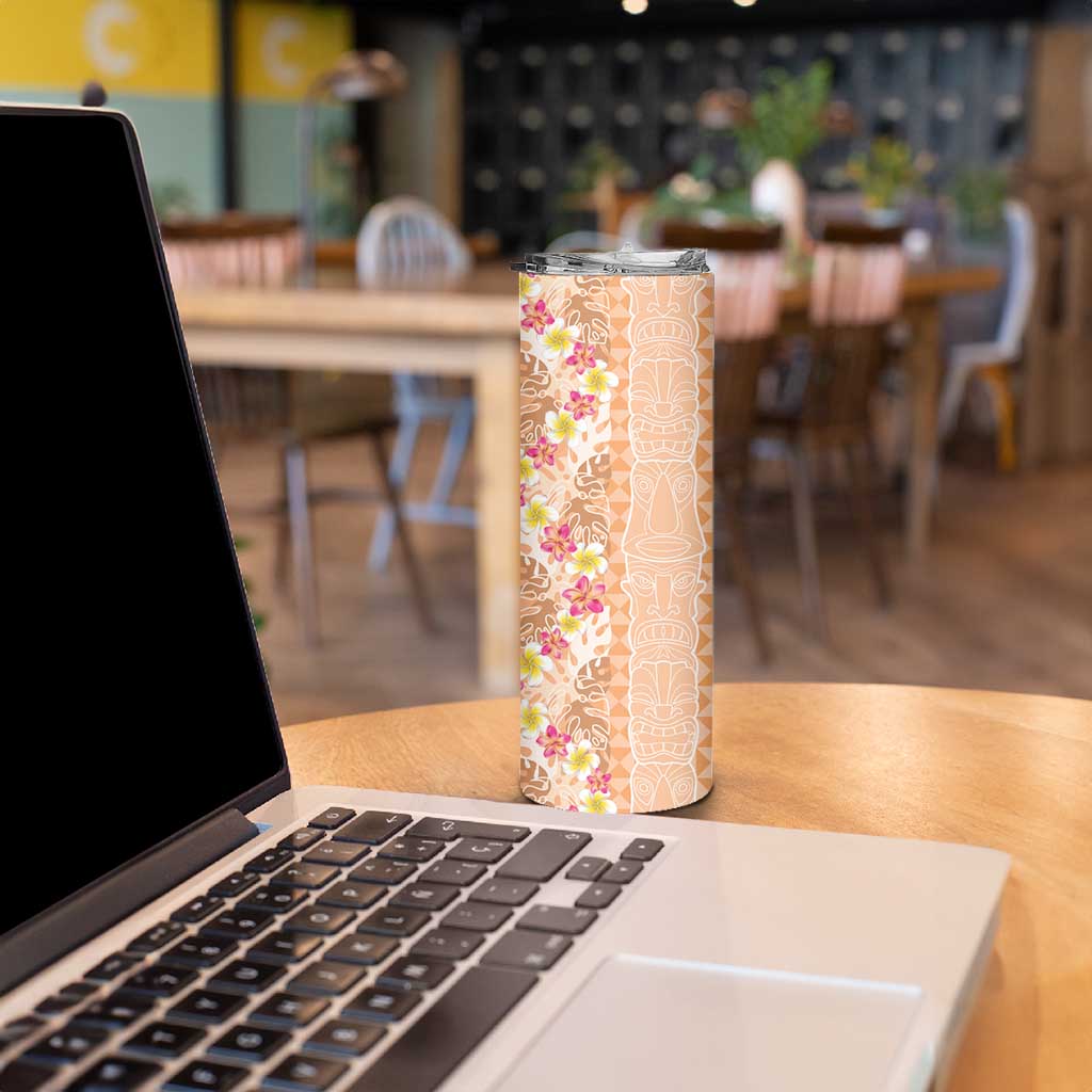 Orange Chiffon Aloha Hawaii Tiki Skinny Tumbler Tropical Plumeria - Seamless Style LT14 - Polynesian Pride