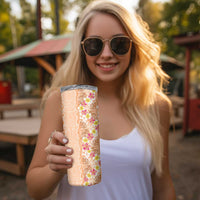 Orange Chiffon Aloha Hawaii Tiki Skinny Tumbler Tropical Plumeria - Seamless Style LT14 - Polynesian Pride