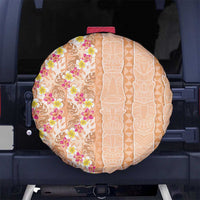 Orange Chiffon Aloha Hawaii Tiki Spare Tire Cover Tropical Plumeria - Seamless Style