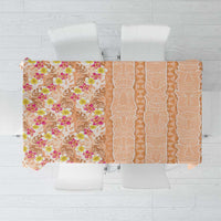 Orange Chiffon Aloha Hawaii Tiki Tablecloth Tropical Plumeria - Seamless Style