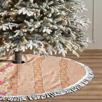 Orange Chiffon Aloha Hawaii Tiki Tree Skirt Tropical Plumeria - Seamless Style