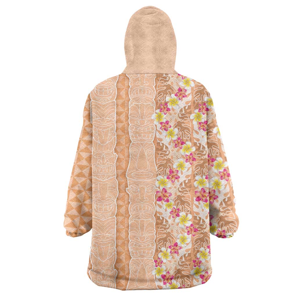 Orange Chiffon Aloha Hawaii Tiki Wearable Blanket Hoodie Tropical Plumeria - Seamless Style LT14 - Polynesian Pride