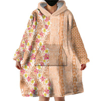 Orange Chiffon Aloha Hawaii Tiki Wearable Blanket Hoodie Tropical Plumeria - Seamless Style LT14 - Polynesian Pride