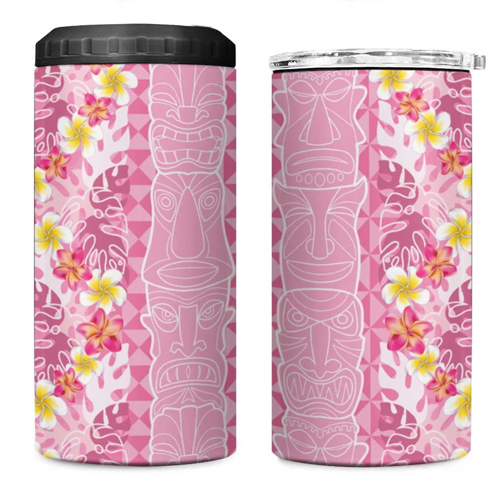 Pastel Magenta Aloha Hawaii Tiki 4 in 1 Can Cooler Tumbler Tropical Plumeria - Seamless Style LT14 One Size: 16 oz Magenta - Polynesian Pride