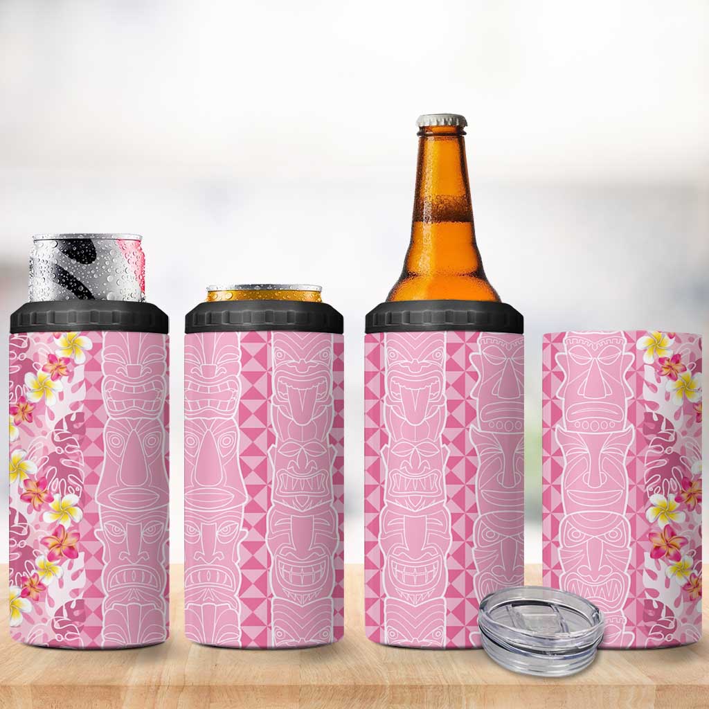 Pastel Magenta Aloha Hawaii Tiki 4 in 1 Can Cooler Tumbler Tropical Plumeria - Seamless Style LT14 - Polynesian Pride