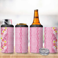 Pastel Magenta Aloha Hawaii Tiki 4 in 1 Can Cooler Tumbler Tropical Plumeria - Seamless Style LT14 - Polynesian Pride