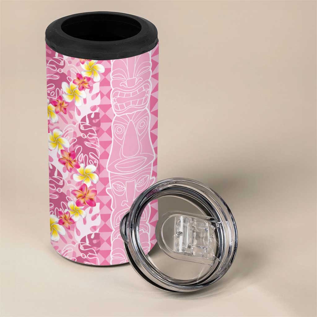 Pastel Magenta Aloha Hawaii Tiki 4 in 1 Can Cooler Tumbler Tropical Plumeria - Seamless Style LT14 - Polynesian Pride