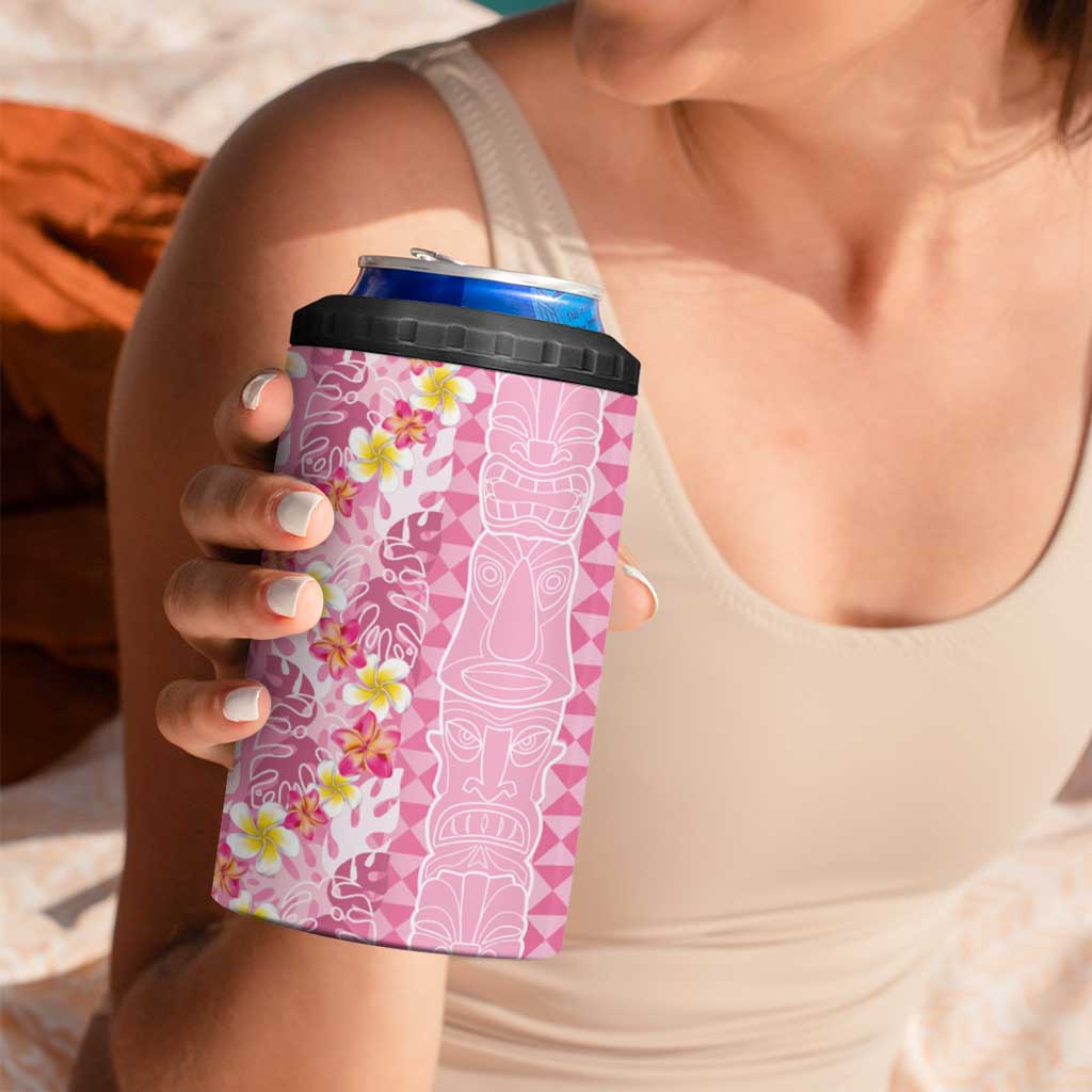 Pastel Magenta Aloha Hawaii Tiki 4 in 1 Can Cooler Tumbler Tropical Plumeria - Seamless Style LT14 - Polynesian Pride