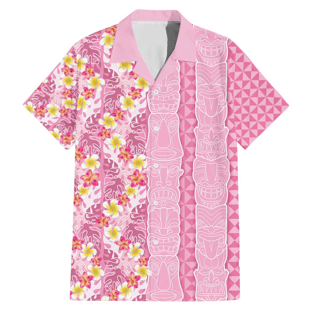 Pastel Magenta Aloha Hawaii Tiki Family Matching Mermaid Dress and Hawaiian Shirt Tropical Plumeria - Seamless Style LT14 Dad's Shirt - Short Sleeve Magenta - Polynesian Pride