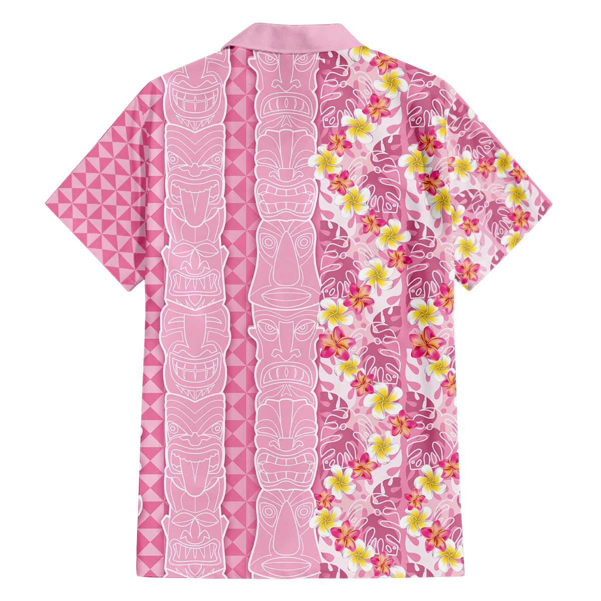 Pastel Magenta Aloha Hawaii Tiki Family Matching Off The Shoulder Long Sleeve Dress and Hawaiian Shirt Tropical Plumeria - Seamless Style LT14 - Polynesian Pride