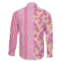 Pastel Magenta Aloha Hawaii Tiki Family Matching Off Shoulder Short Dress and Hawaiian Shirt Tropical Plumeria - Seamless Style