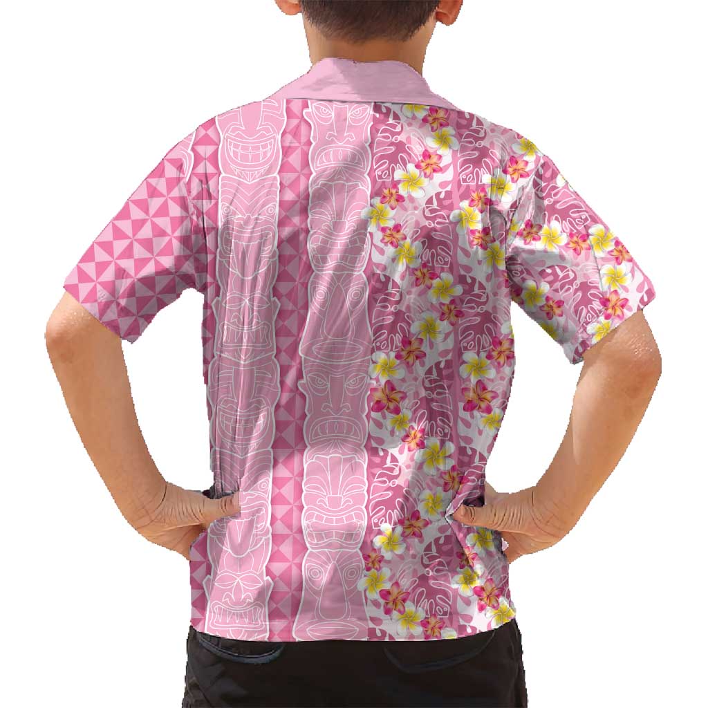 Pastel Magenta Aloha Hawaii Tiki Family Matching Puletasi and Hawaiian Shirt Tropical Plumeria - Seamless Style LT14 - Polynesian Pride