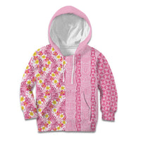 Pastel Magenta Aloha Hawaii Tiki Kid Hoodie Tropical Plumeria - Seamless Style LT14 Hoodie Magenta - Polynesian Pride