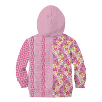 Pastel Magenta Aloha Hawaii Tiki Kid Hoodie Tropical Plumeria - Seamless Style LT14 - Polynesian Pride