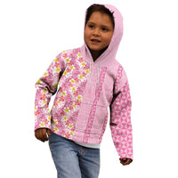 Pastel Magenta Aloha Hawaii Tiki Kid Hoodie Tropical Plumeria - Seamless Style LT14 - Polynesian Pride