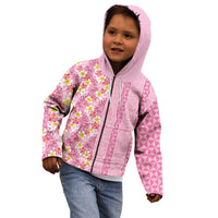 Pastel Magenta Aloha Hawaii Tiki Kid Hoodie Tropical Plumeria - Seamless Style LT14 - Polynesian Pride