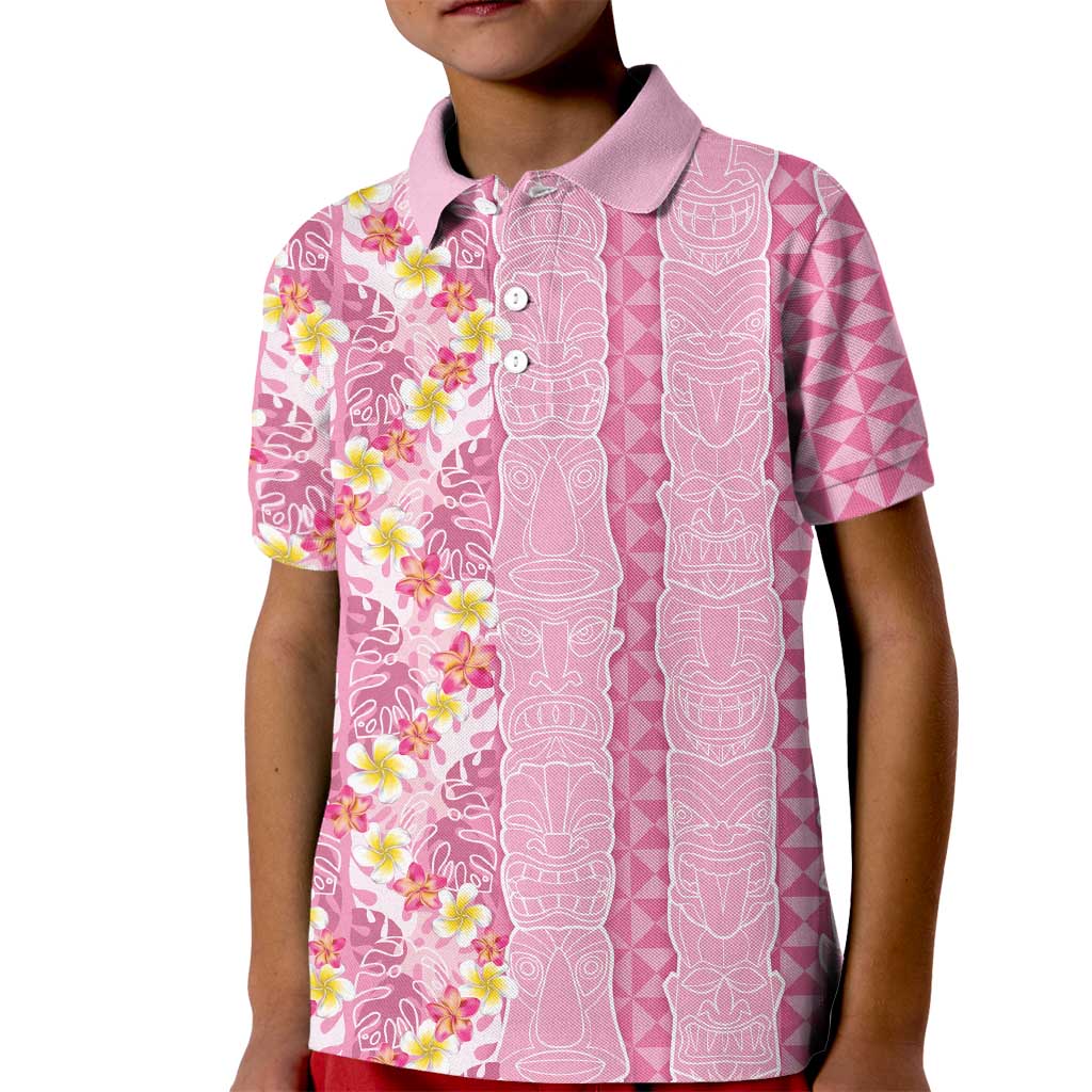 Pastel Magenta Aloha Hawaii Tiki Kid Polo Shirt Tropical Plumeria - Seamless Style LT14 Kid Magenta - Polynesian Pride