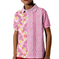Pastel Magenta Aloha Hawaii Tiki Kid Polo Shirt Tropical Plumeria - Seamless Style LT14 Kid Magenta - Polynesian Pride