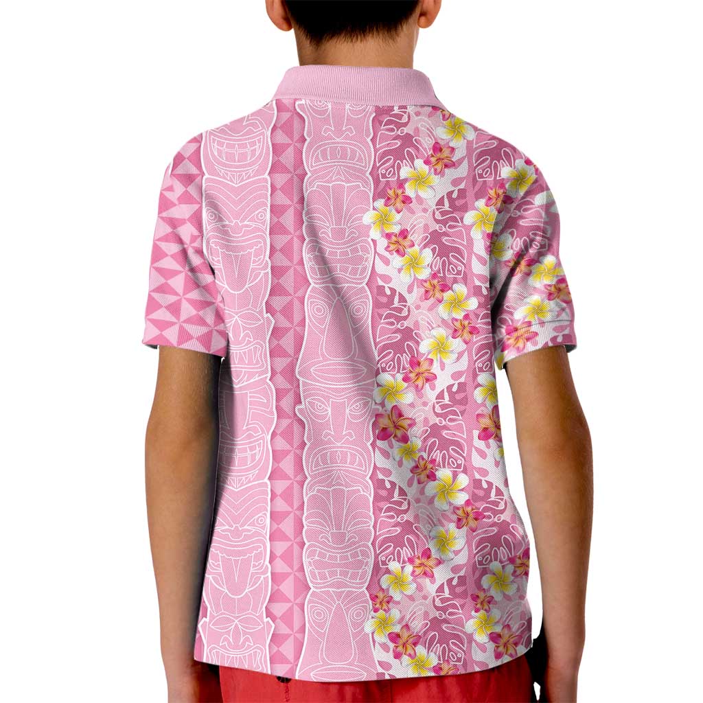 Pastel Magenta Aloha Hawaii Tiki Kid Polo Shirt Tropical Plumeria - Seamless Style LT14 - Polynesian Pride