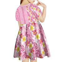 Pastel Magenta Aloha Hawaii Tiki Kid Short Sleeve Dress Tropical Plumeria - Seamless Style LT14 - Polynesian Pride
