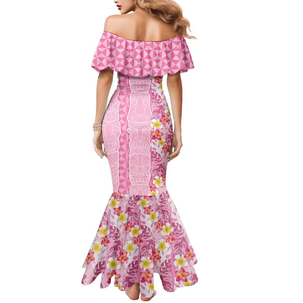 Pastel Magenta Aloha Hawaii Tiki Mermaid Dress Tropical Plumeria - Seamless Style LT14 - Polynesian Pride