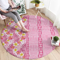 Pastel Magenta Aloha Hawaii Tiki Round Carpet Tropical Plumeria - Seamless Style LT14 - Polynesian Pride