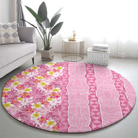 Pastel Magenta Aloha Hawaii Tiki Round Carpet Tropical Plumeria - Seamless Style LT14 - Polynesian Pride