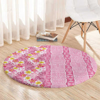 Pastel Magenta Aloha Hawaii Tiki Round Carpet Tropical Plumeria - Seamless Style LT14 - Polynesian Pride
