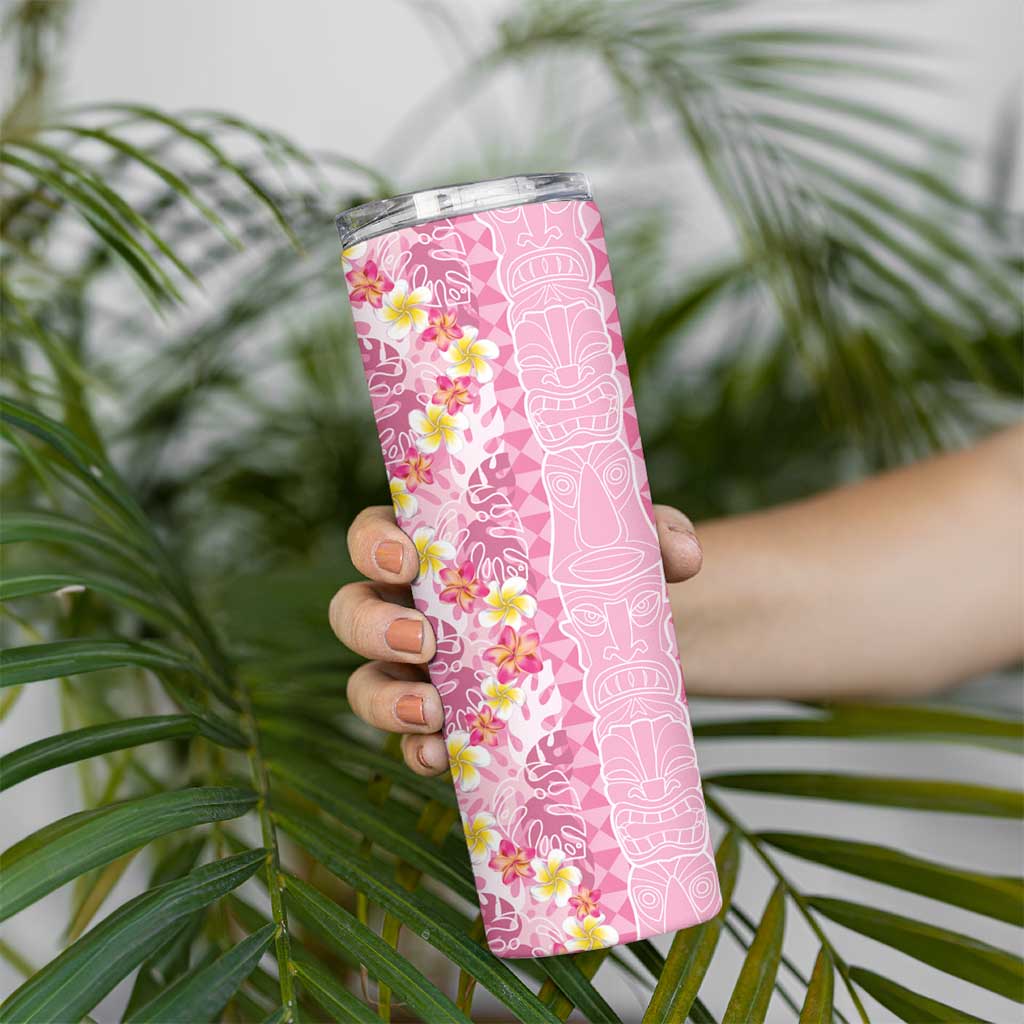 Pastel Magenta Aloha Hawaii Tiki Skinny Tumbler Tropical Plumeria - Seamless Style LT14 - Polynesian Pride