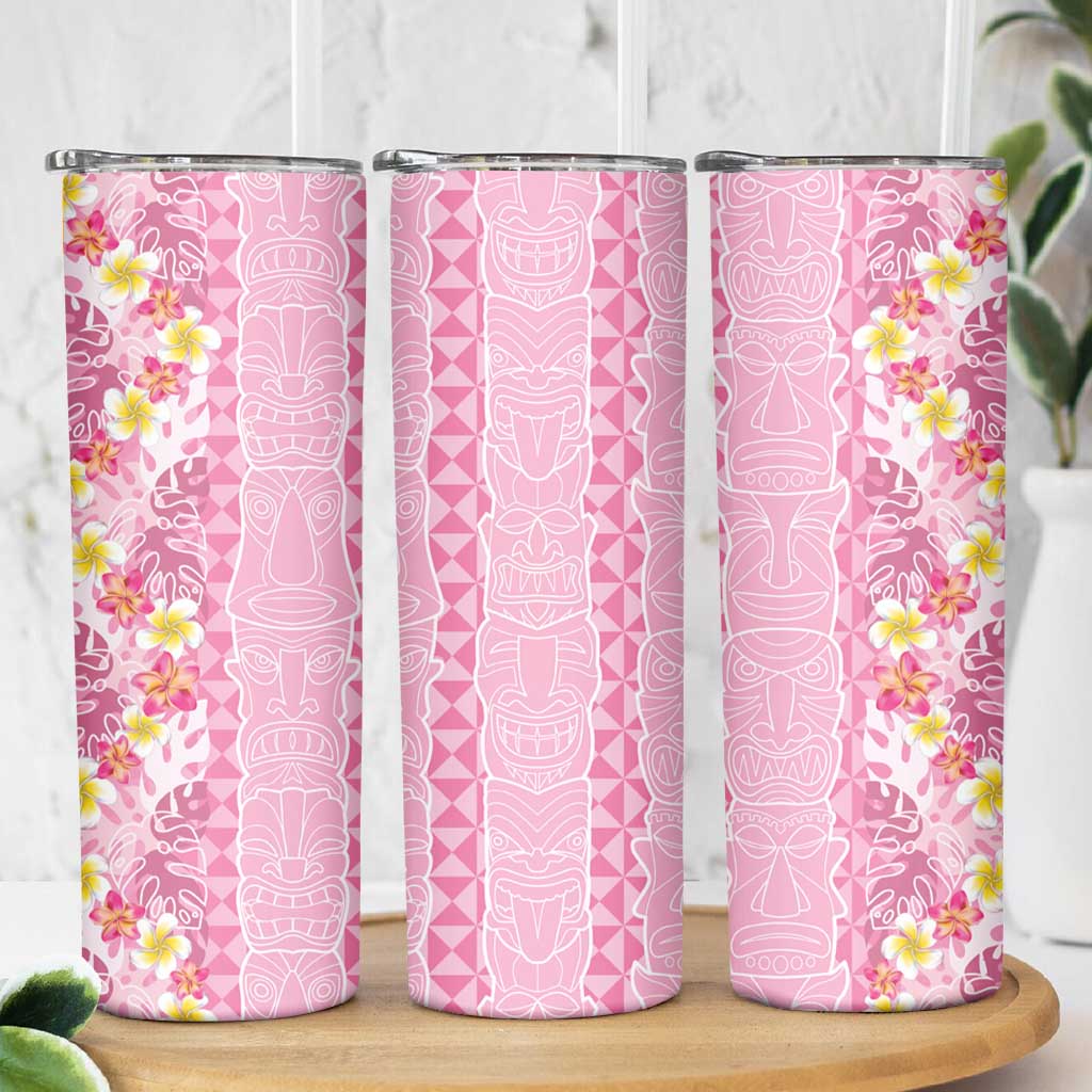 Pastel Magenta Aloha Hawaii Tiki Skinny Tumbler Tropical Plumeria - Seamless Style LT14 - Polynesian Pride