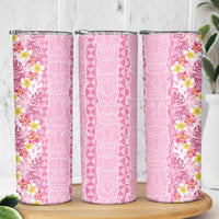 Pastel Magenta Aloha Hawaii Tiki Skinny Tumbler Tropical Plumeria - Seamless Style LT14 - Polynesian Pride